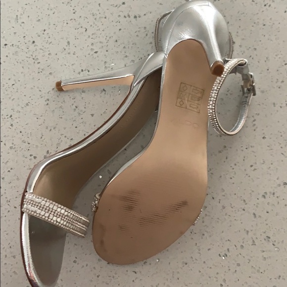 2 for $15 Aldo Rhinestone Silver Sandals - Picture 5 of 7